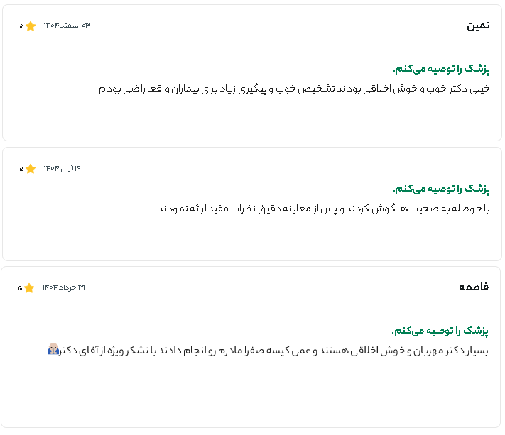 رضایت بیماران از دکتر سید حسن هاشمی